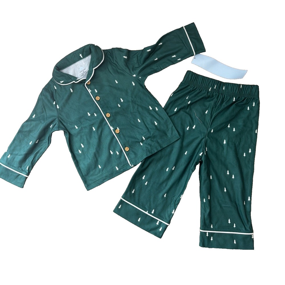 Cloud Island Pajama Set 12M‎ Green Tree Christmas 2pc Sleepwear NWT
